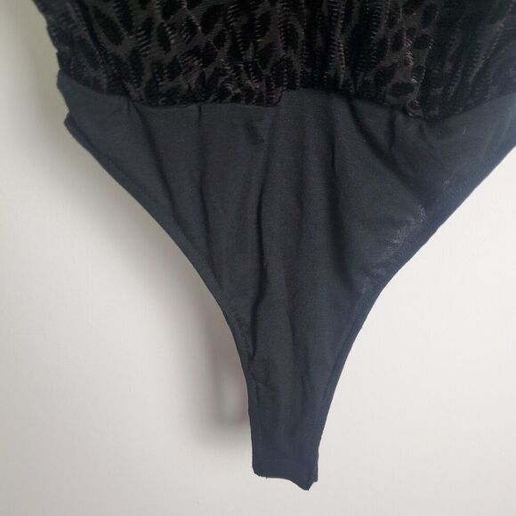 Ramy Brook Regina Black Velvet Printed Bodysuit - Size XXS - Picture 4 of 10